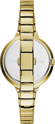 BCBGMAXAZRIA Ladies GoldTone Bracelet Watch with Silver Dial, 34mm