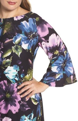 Gabby Skye Plus Size Women's Floral Bell Sleeve A-Line Dress