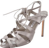 Thumbnail for your product : Manolo Blahnik Satin Lace-Up Sandals
