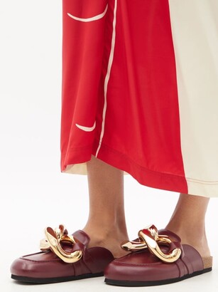 J.W.Anderson Chain Backless Leather Loafers - Burgundy