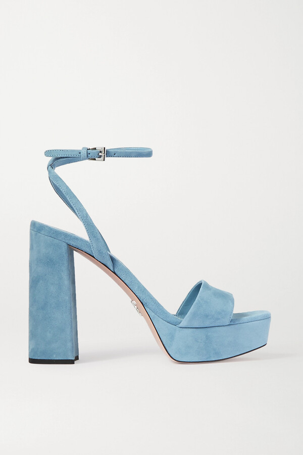 blue suede platform heels
