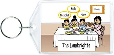 Printed Perfection Personalized Family Dinner - Single Mom 2 boys, 1 girl Acrylic Key Chain