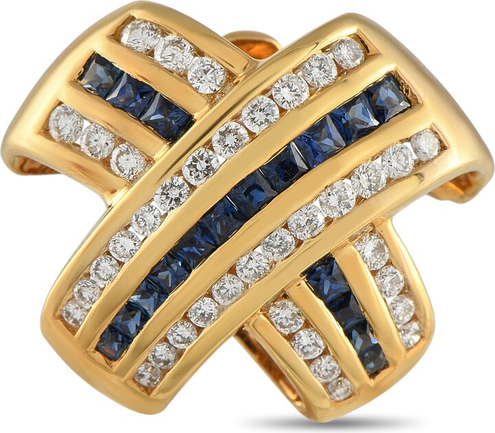 LB Exclusive 18K Yellow Gold 0.76ct Diamond and Sapphire Pendant MF19-061025