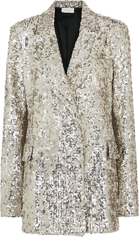Sportmax Accorta Silver Sequin-embellished Jacket