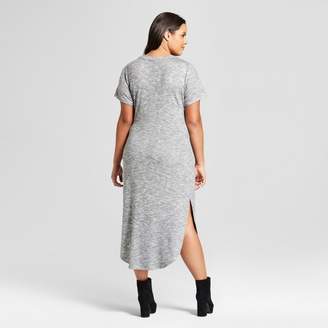 Xhilaration Women's Plus Size Tie Front Midi Dress Heather Gray