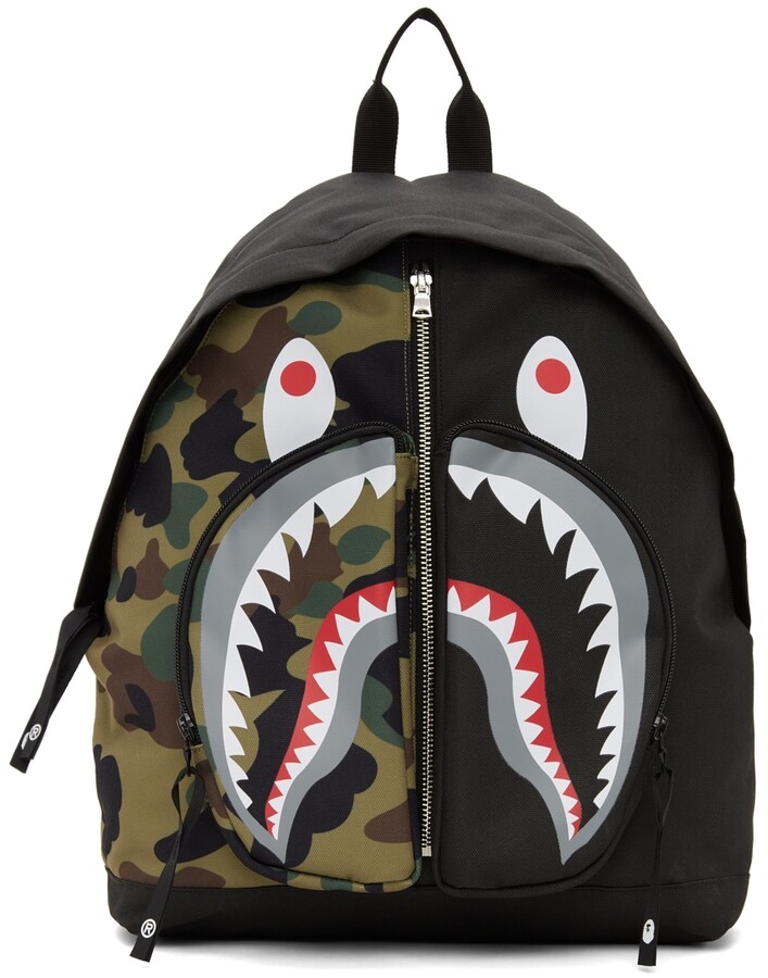 BAPE Black 1st Camo Shark Day Backpack - ShopStyle