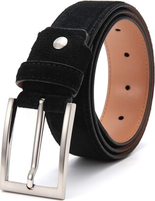 Ground Mind Mens Suede Leather Dress Belts with Pin Buckle for Jeans &  Casual Wear(36'' - ShopStyle