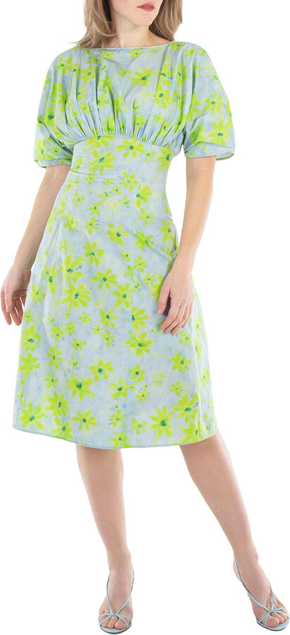 Gathered Poplin Midi Dress