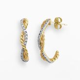 Thumbnail for your product : 18k Gold Over Silver Diamond Accent Crisscross J-Hoop Earrings
