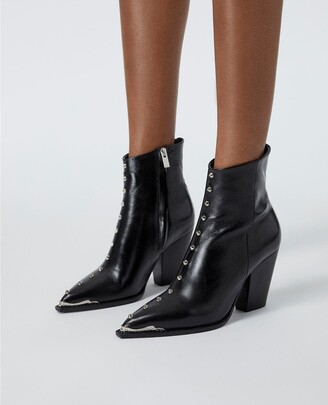 The Kooples Black leather ankle boots with studs