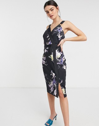 Ted Baker camarie floral midi dress in navy - ShopStyle