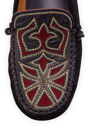 Isabel Marant Finha Embroidered Suede Loafer, Black