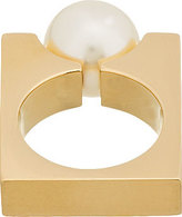 Thumbnail for your product : Chloé Gold Swarovski Pearl Square Darcey Ring