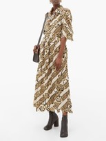 Thumbnail for your product : Edward Crutchley Laser-cut Metallic Floral-print Wool Midi Skirt - Brown Multi