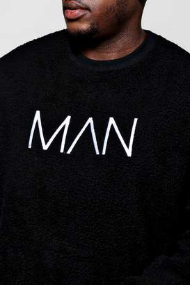 boohoo Big And Tall MAN Embroidered Borg Sweater