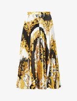 Thumbnail for your product : Versace Baroque-print pleated satin midi skirt