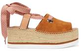 Thumbnail for your product : See by Chloe Suede Ankle Tie Flatform Espadrilles - Womens - Tan