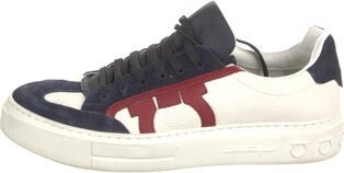 Ferragamo Leather Colorblock Pattern Sneakers