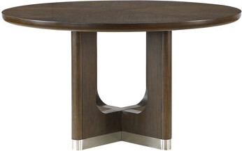 Latitude Run Modern Round Dining Table Durable Unique Metallic Accent Base Brown Finish Wooden Dining Furniture 1Pc