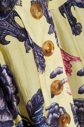 Just Cavalli Pleated Printed Silk-chiffon And Linen Maxi Skirt