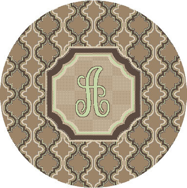 Red Barrel Studio Lanikai Monogrammed Power Loom Green/Brown Rug