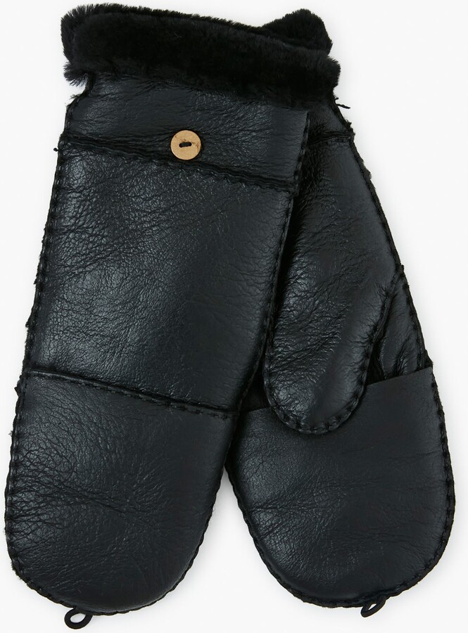 Hat Attack Black Shearling Pop Top Mitten ShopStyle Gloves