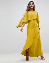 Thumbnail for your product : ASOS DESIGN Long Sleeve Crop Top Satin Maxi Dress with Kimono Split Skirt