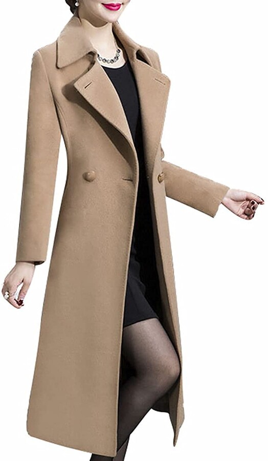 Vagbalena Winter Women's DoubleBreasted Jacket midLength Pea Coat