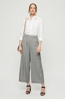 Dorothy Perkins Women's Check Crop Wide Leg Trousers - light grey - XS