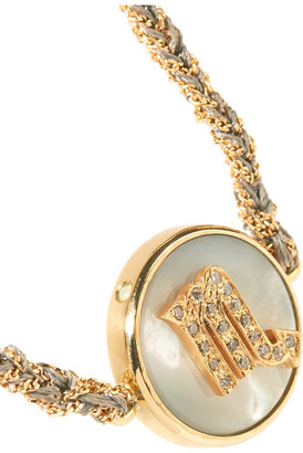 Carolina Bucci Scorpio Lucky Zodiac 18-karat Gold, Diamond, Mother-of-pearl And Silk Bracelet