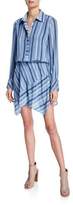 Thumbnail for your product : Ramy Brook Brandi Striped Button-Front Long-Sleeve Silk Dress