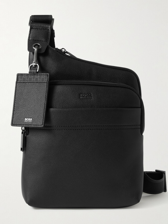 HUGO BOSS Full-Grain Leather Messenger Bag - Men - Black - ShopStyle