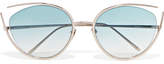 Linda Farrow - Cat-eye Gold-tone Sunglasses - Blue