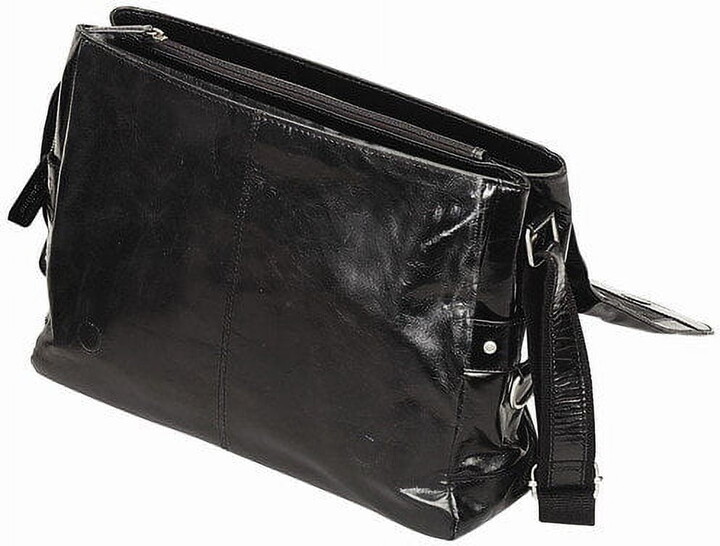 Black Bellino Leather Messenger Bag