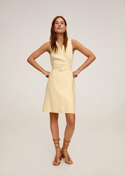pastel linen dress