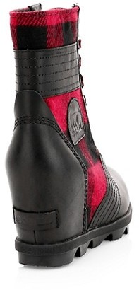 Sorel Lexie Tartan Lace-Up Wedge Boots