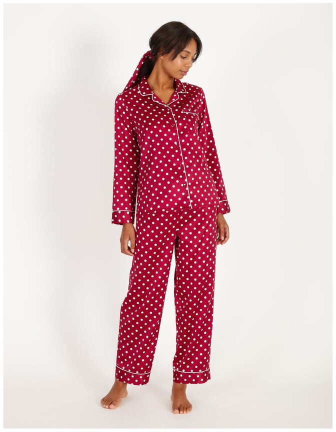 Chloe & Lola Satin Brush Back Long PJ Set - ShopStyle Pyjamas