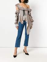 Thumbnail for your product : Self-Portrait asymmetric striped blouse