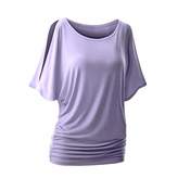 Thumbnail for your product : Changeshopping Summer Women Casual Off Shoulder Short Sleeve Collect Waist T-shirt (L, )
