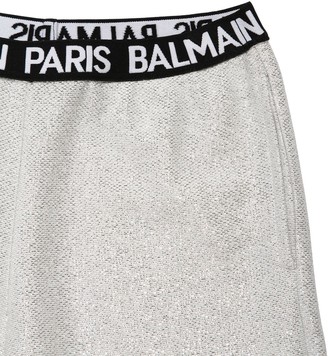 Balmain Logoed Lurex Culotte Pants