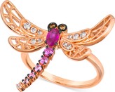 Thumbnail for your product : LeVian Multi-Gemstone (3/8 ct. t.w.) & Diamond (1/6 ct. t.w.) Dragonfly Ring in 14k Rose Gold