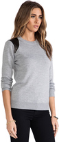 Thumbnail for your product : Yigal Azrouel Cut25 by Leather Printed Paneled Crewneck Sweater