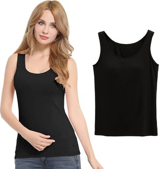 Tank with Built-In Bra Women Padded Soft Casual Bra Tank Top Women  Spaghetti Cami Top Vest Female Camisole with Built In Bra