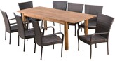 Thumbnail for your product : Contemporary Home Living 9-Piece Teak Brown Finish Outdoor Furniture Patio Expandable Dining Set