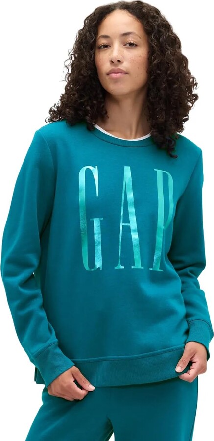 GAP Womens Logo Crewneck Sweatshirt Deep Water Teal S