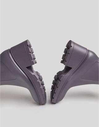 Bershka heeled ankle gumboots with square toe in lilac
