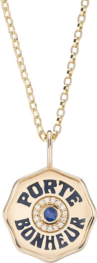 Women's Je Porte Bonheur 14K Yellow Gold, Blue Sapphire, & 0.15 TCW Diamond Mini Pendant Necklace - Sapphire