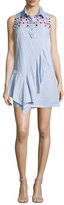 Thumbnail for your product : Peter Pilotto Sleeveless Lace-Yoke Chambray Shirtdress, Sky Blue