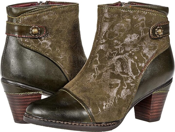 L'Artiste by Spring Step Socute Women's Boots Olive Green : EU 35 (US Women's 5) M, Textile/Leather
