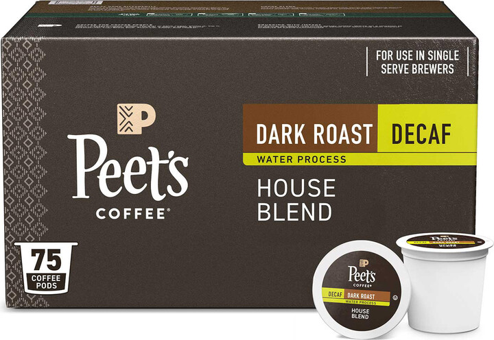 Peet's Coffee Decaf Dark Roast K-Cup Pods, House Blend 75 ct.